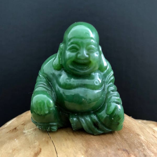 Canadese Jade Happy Buddha - Jade Carving - Natuurlijke Jade - Onbehandelde Jade