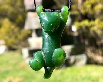 Canadian Jade Cat Pendant - 3190 - Green Jade - Natural Jade - Jade Necklace