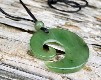 Canadian Jade Koru Pendant - 2 Sizes - 0553 - Green Jade - Jade Necklace