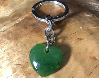 Jade Heart Keychain - Natural Canadian Jade - Authentic Jade - Green Jade - Key Chain