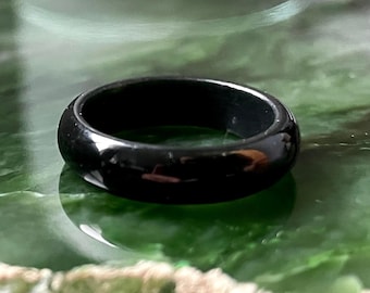 Black Nephrite Jade Band Ring - 5mm - Australian Jade - Natural Jade