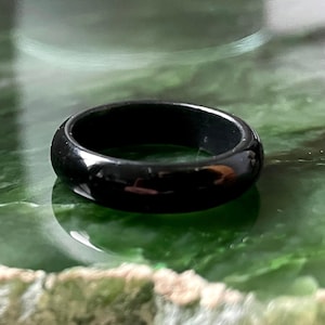 Black Nephrite Jade Band Ring - 5mm - Australian Jade - Natural Jade