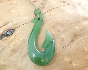 Canadian Nephrite Jade Hook - Green Jade - Natural Jade - Jade Necklace