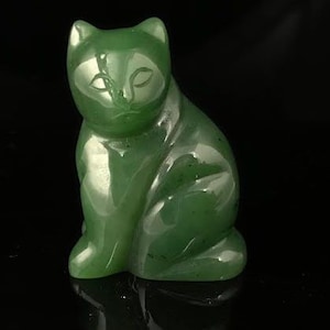 Canadian Nephrite Jade Cat Sitting Carving