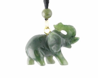 Canadian Jade Elephant Pendant - Green Jade - Natural Jade - Jade Necklace