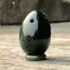 Canadian Nephrite Jade Yoni Egg with Holes -