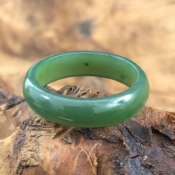 Canadian Nephrite Jade Narrow Band  - Ring - Jade Ring - Natural Jade Ring