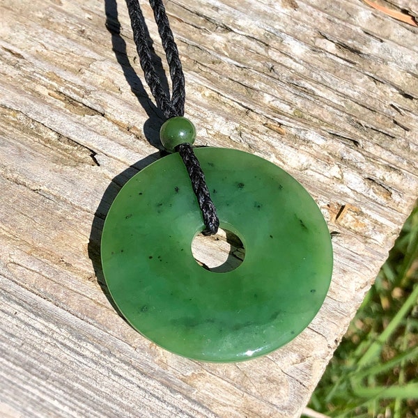 Pendentif PI en jade néphrite canadien - Donut Pendnat - Plusieurs tailles - Jade vert - Collier de jade