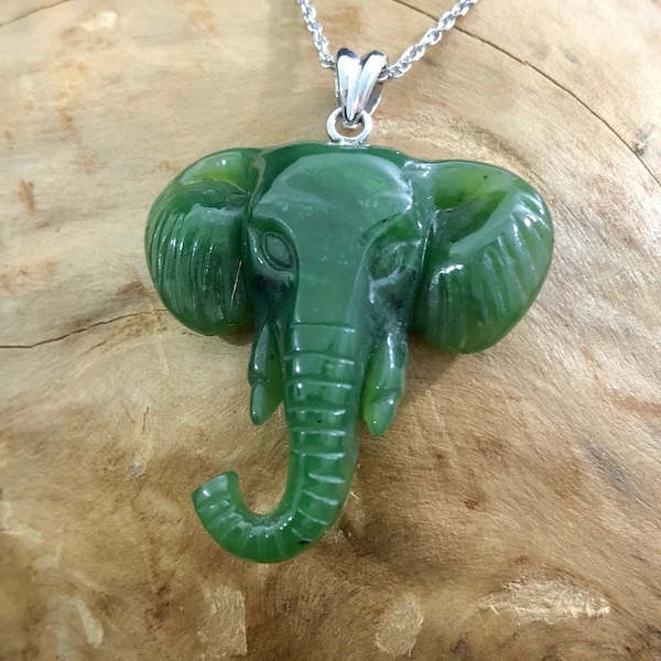 Canadian Nephrite Jade Elephant Pendant
