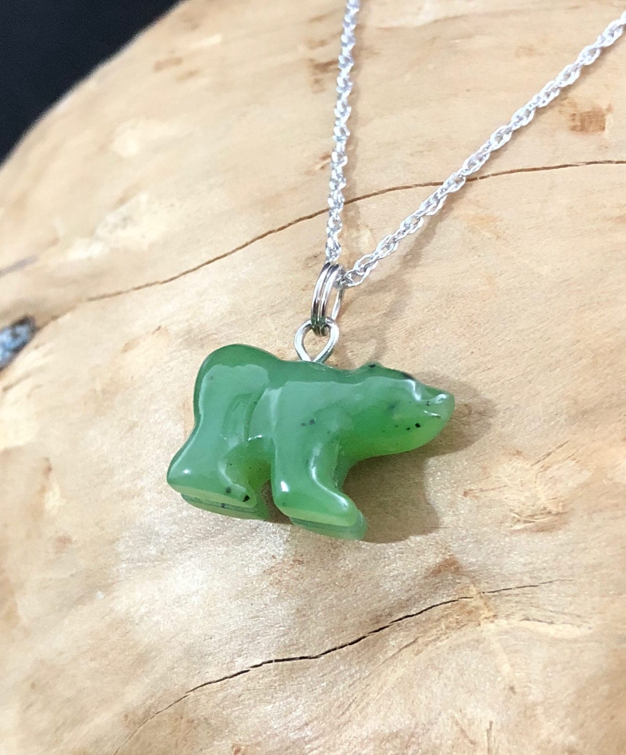 Canadian Nephrite Jade Bear Charm Necklace Bears Green - Etsy