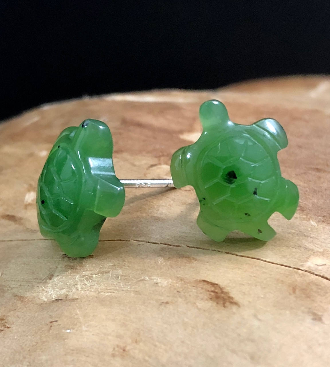 Canadian Nephrite Jade Turtle Stud Earrings Green Jade Etsy