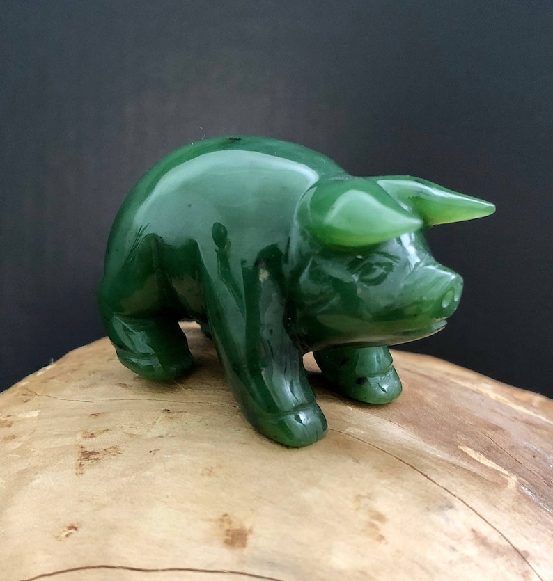 Canadian Jade Pig Animal Carving Multiple Sizes Green Jade Etsy