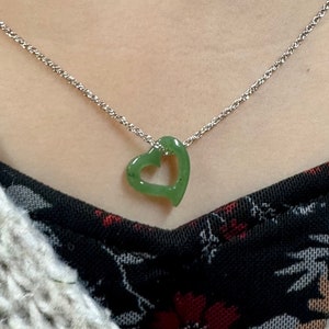 Canadian Nephrite Jade Heart Charm/ Pendant - Jade Necklace - Green Jade
