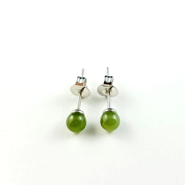 Canadian Nephrite Jade Stud Earrings - 4mm