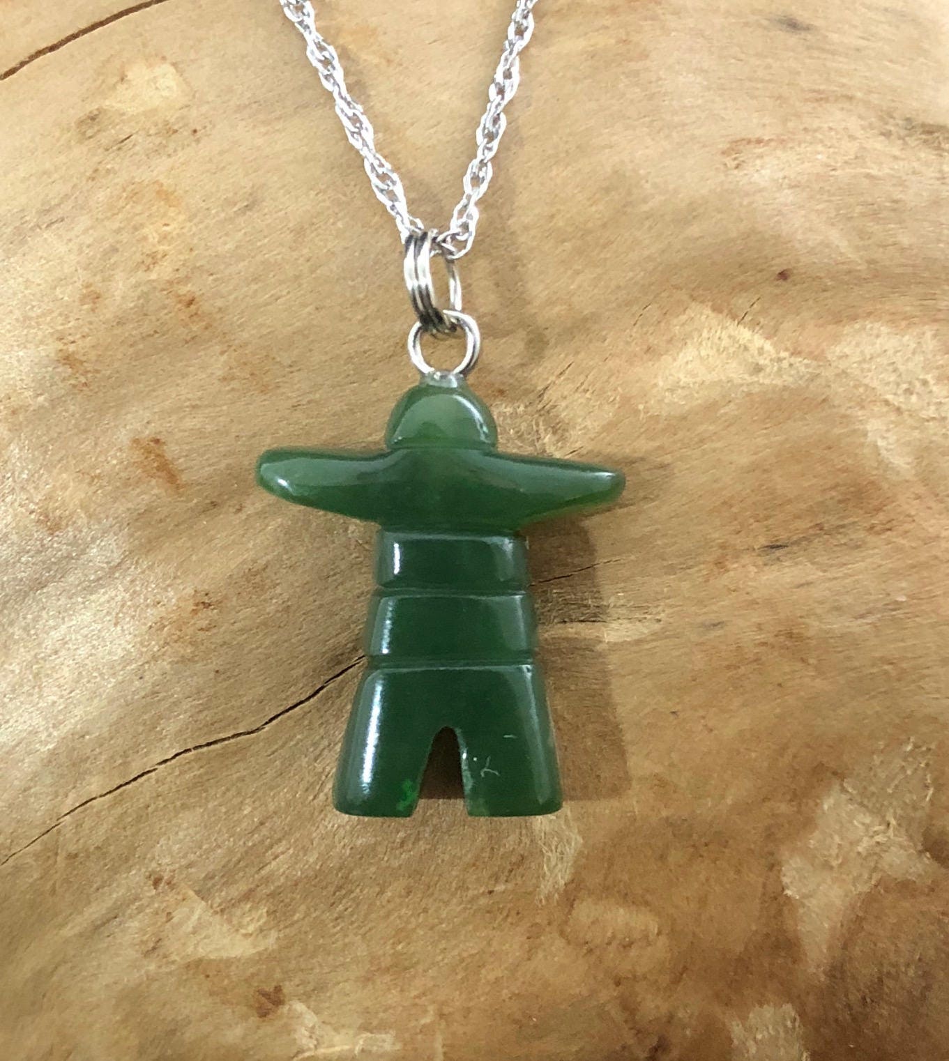 Canadian Nephrite Jade Inukshuk Charm Necklace Green Jade Etsy