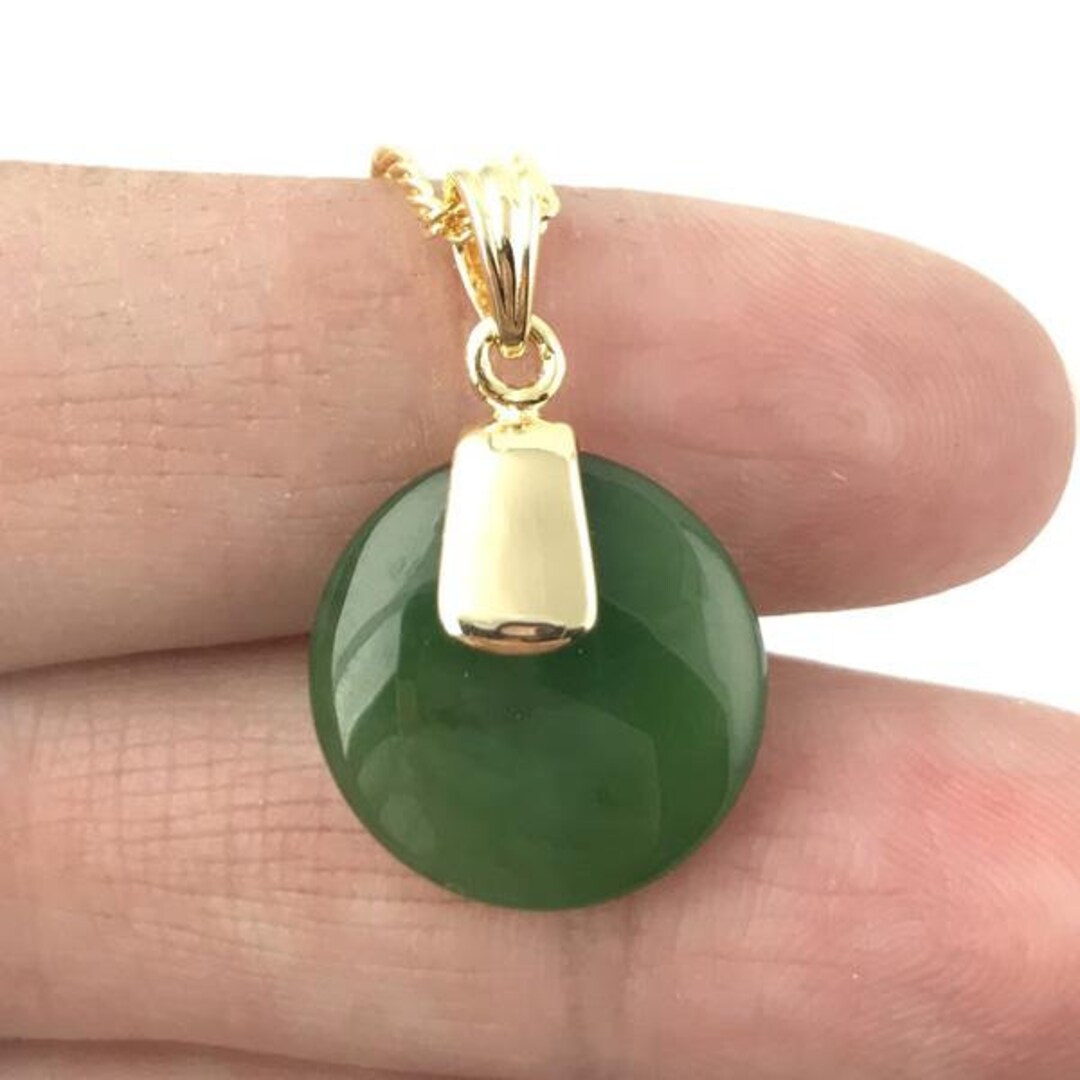 Sterling Silver and Canadian Nephrite Jade Round Drop Pendant Jade