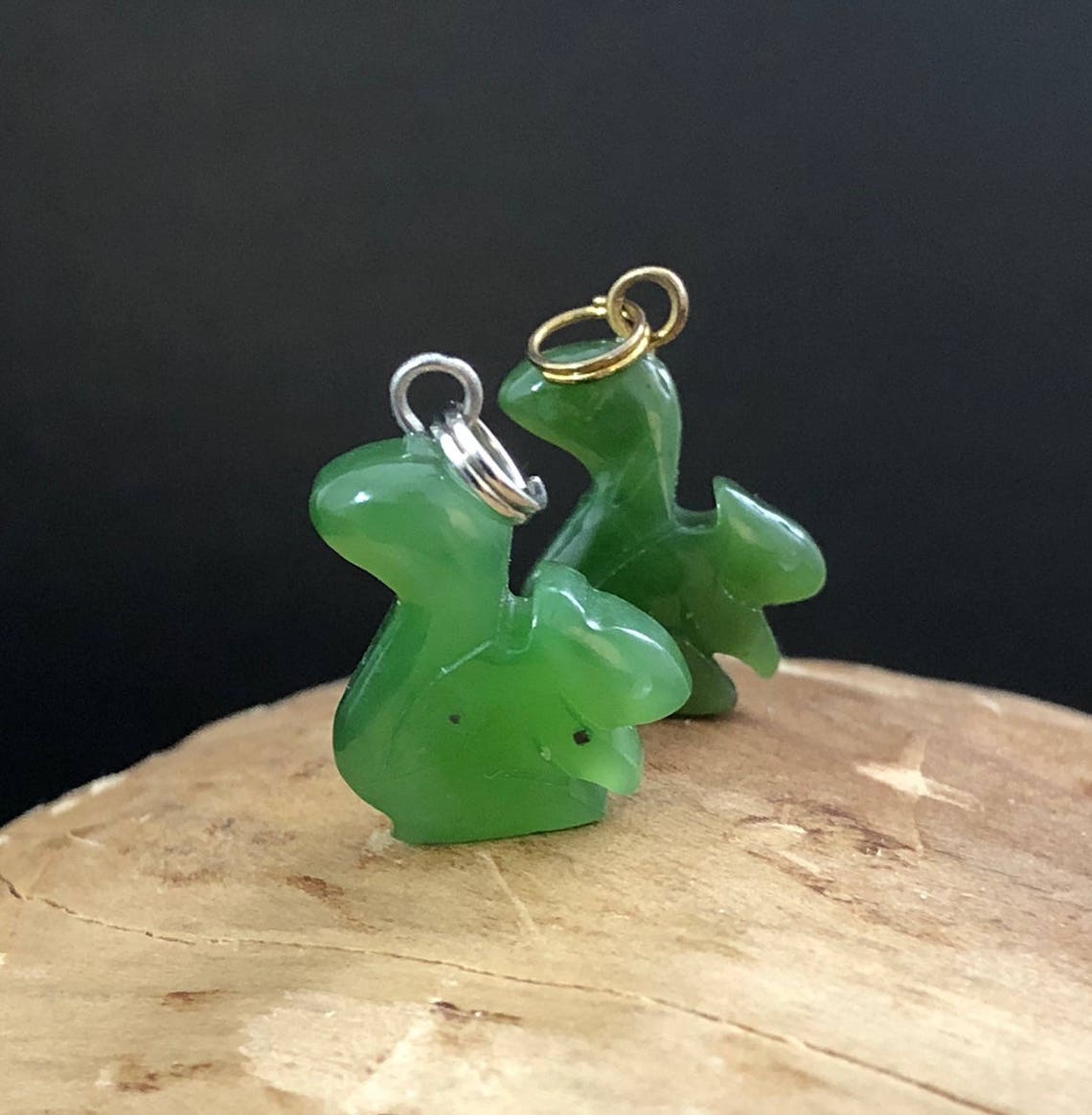 Canadian Nephrite Jade Squirrel Charm Necklace Authentic Etsy