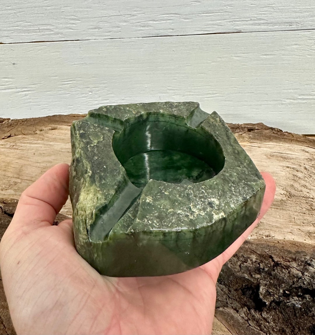Canadian Nephrite Jade Ashtray 3 Green Jade Natural Jade Spinach Jade