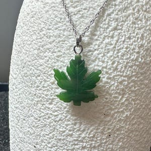 Nephrite Maple Leaf Pendant/ Charm  - Green Jade - Natural Jade 0580-7