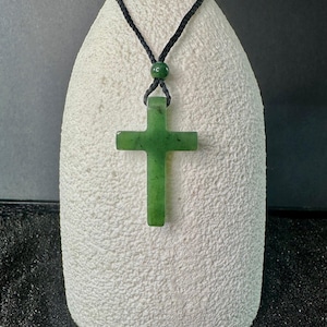 Canadian Nephrite Jade Cross Pendant - 0960 - Green Jade - Jade Necklace - 2 SIZES