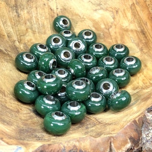 Canadian Jade Bead with Metal - 14mm - Sold Individually.