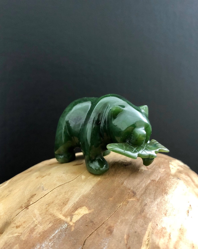 Canadian Jade Bear With Fish Multiple Sizes Jade Carving Etsy
