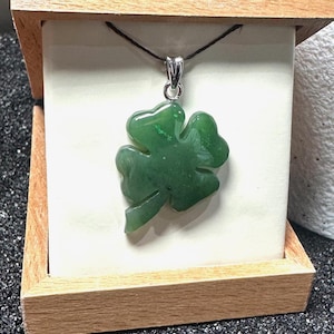 Canadian Jade Shamrock Pendant -2175 - Green Jade - Natural Jade - Jade Necklace