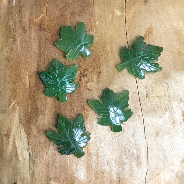 Canadian Nephrite Jade Maple Leafs - Flat Back For Earrings or Displays - Sold Individually