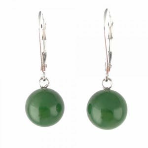 Canadian Nephrite Jade Earrings - 10mm jade earrings - dangle earrings, drop earrings.