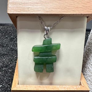 Canadian Nephrite Jade Inukshuk Pendant - Green Jade - Polar Jade - Jade Necklace