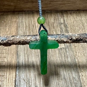 Rounded Canadian Nephrite Jade Cross - 30mm