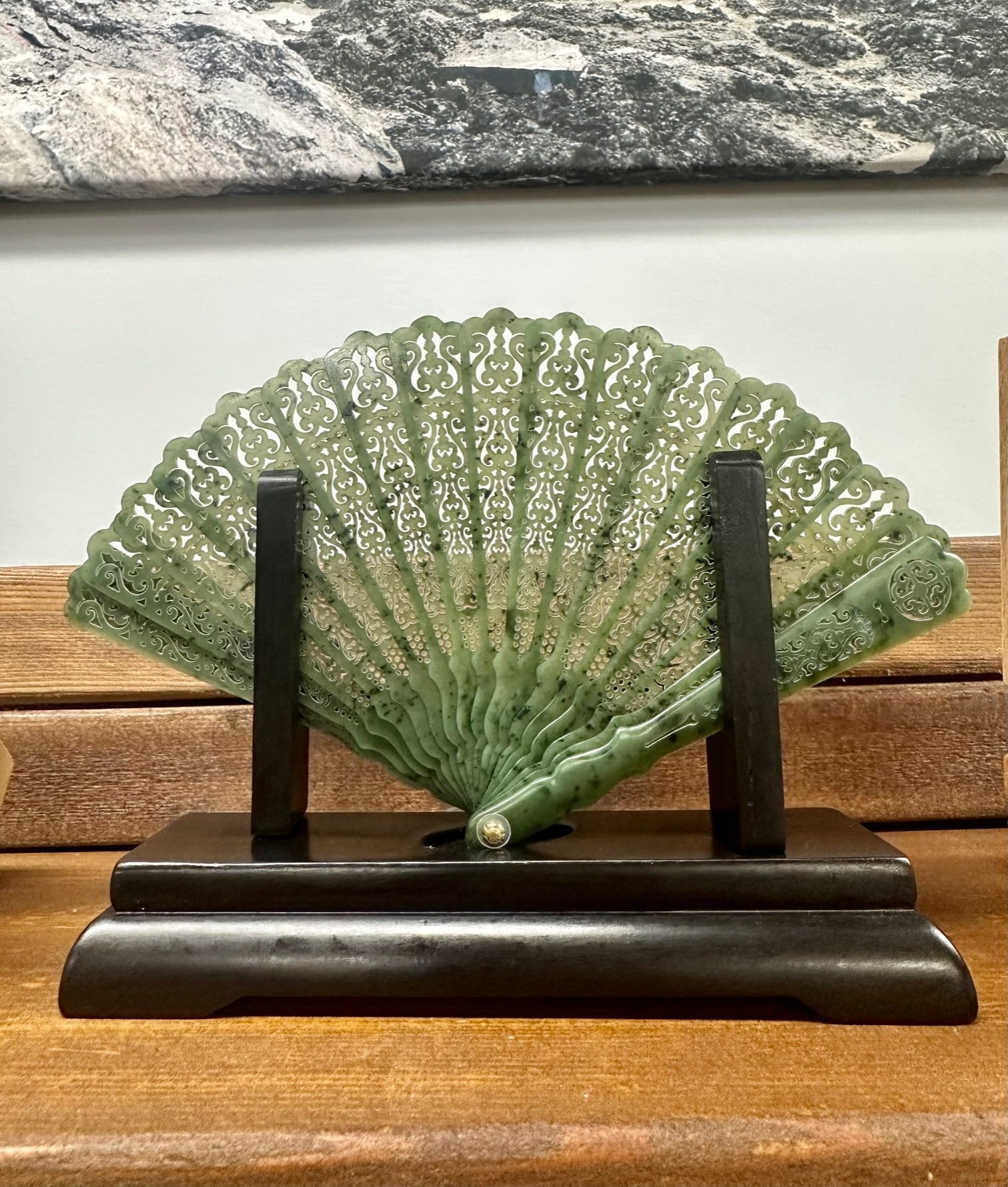 精巧なネフライト翡翠扇子 - 高さ 4 インチ - Etsy 日本