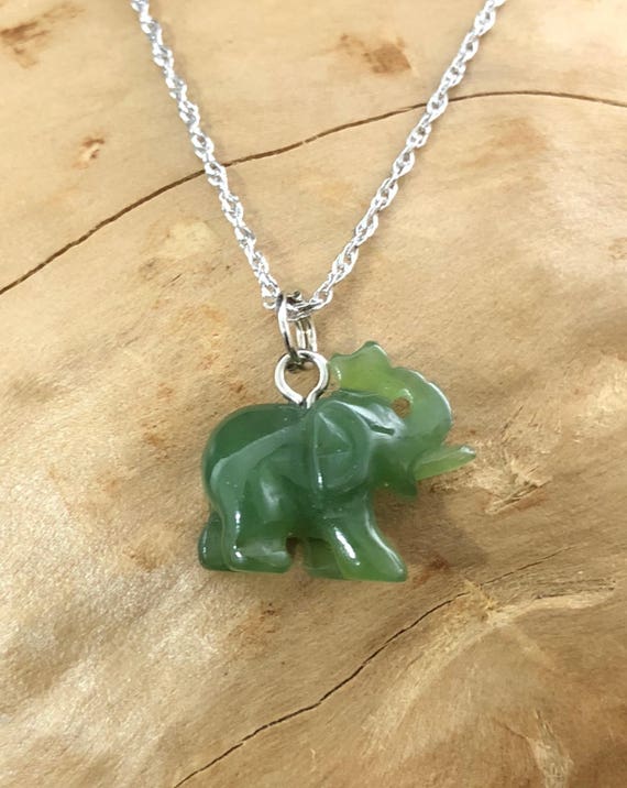 Canadian Nephrite Jade Elephant Charm 13mm Green Jade pic