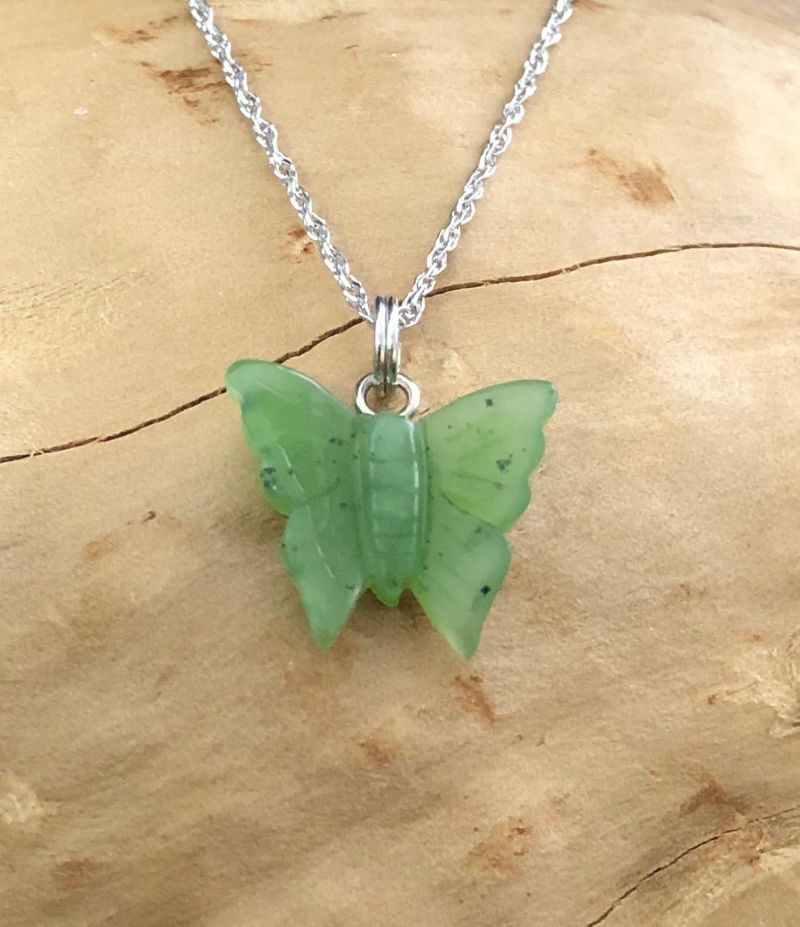 Canadian Nephrite Jade Butterfly Charm 15mm Green Jade Etsy