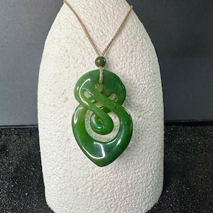 Canadian Nephrite Maori Inspired Jade Pendant - Jade Necklace - Green Jade - Natural Jade - Infinity Twist