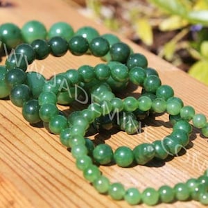 Canadian Nephrite Jade Bead Bracelets - Multiple Sizes - Jade Beads 6,8,10 and 12mm