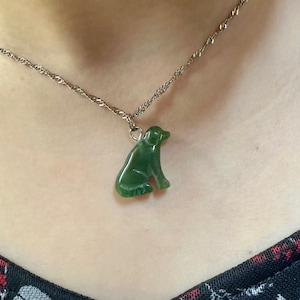 Canadian Nephrite Jade Dog Charm Necklace - Authentic Jade- Green Jade - Jade Pendant - Lab