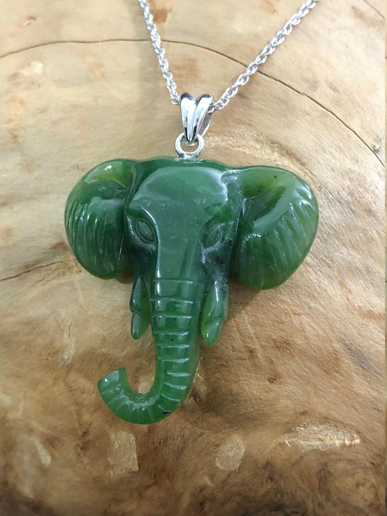 Canadian Nephrite Jade Elephant Pendant Jade Necklace | Etsy