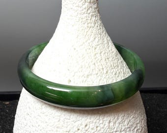 Bracciale in giada nefrite canadese - 61 mm x 11 mm - Bracciale in giada