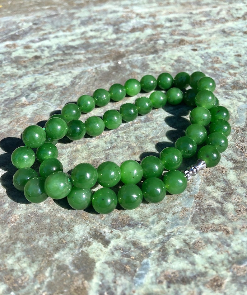 Siberian Nephrite Jade Bead Necklace 10mm Beads Natural | Etsy