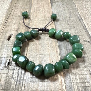 Canadian Nephrite Jade Nugget Bracelet - Green Jade - Natural Jade