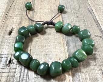 Canadian Nephrite Jade Nugget Bracelet - Green Jade - Natural Jade