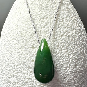 Canadian Nephrite Jade Tear Drop Pendant - Jade Necklace - Natural Jade - Authentic Jade