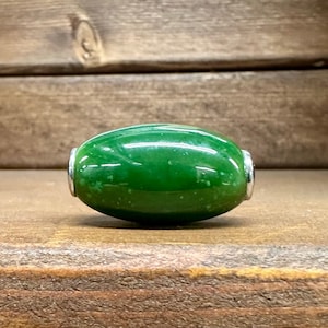 Canadian Jade Barrel Bead- Sold Individually - Green Jade - Nephrite Jade - Natural Jade