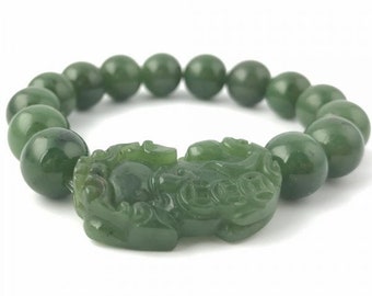 Canadian Nephrite Jade Power Bead Bracelet Nugget Pull - Etsy