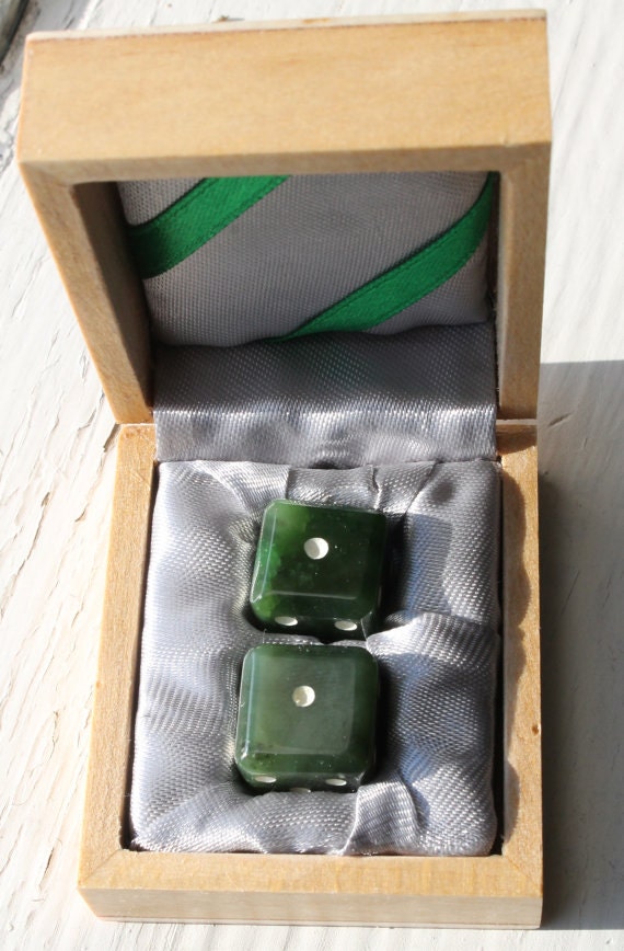Genuine Jade Lucky Dice Gift Box Set of 2 