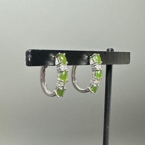 Canadian Nephrite Jade Clasp Earrings, Sterling Silver