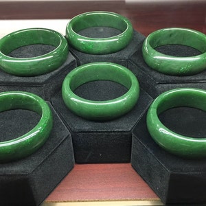 Candian Nephrite Jade Bangles Dark Rich Green Multiple Sizes image 4