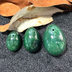 Canadian Nephrite Jade Yoni Egg with Holes -