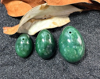 Canadian Nephrite Jade Yoni Egg with Holes -